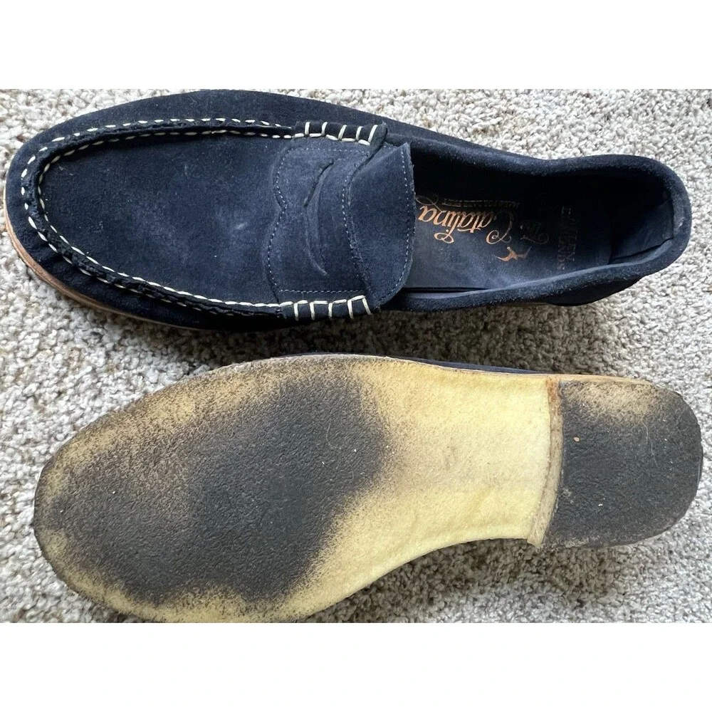 Allen Edmonds Catalina Navy Blue Suede Penny Loafers Men's Sz 10 D 2241